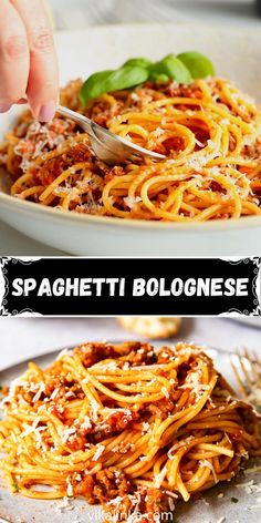 spaghetti bologinese with sauce and parmesan cheese