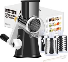 the rotary cheese grater is ready to be used with other kitchen gadgets and accessories