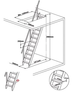 a drawing of a ladder in the shape of a box with measurements and instructions on it