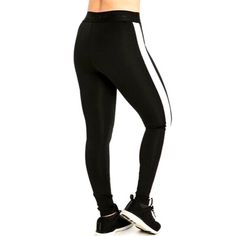 Koral ~ Soulcycle Womens Mid Rise Scuba Leggings ~ Black/Pink Size Xs Brand New Item With No Tags - Overstock - Check Size Before Ordering - No Returns Sporty Color Block Fitted Leggings, Black High-waist Sporty Leggings, Black Sportswear Elastane Leggings, Stretch Sportswear Bottoms With Side Stripes, Trendy Black Sports Leggings, Sportswear Bottoms With Side Stripes And Stretch, Black Elastane Sportswear Leggings, Casual Black Training Leggings, Trendy Black Gym Pants