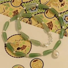 「Chinoiserie」Natural Jade Pearl Beaded Necklace | Three Fleas Mythological Symbols, Traditional Chinese Art, Cultural Artifact, Ancient Paintings, Pearl Beaded Necklace, Phone Stands, Vintage Chinoiserie, Indie Jewelry, Chinoiserie Style