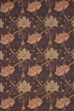 an image of a wallpaper with leaves and flowers on it's purple background