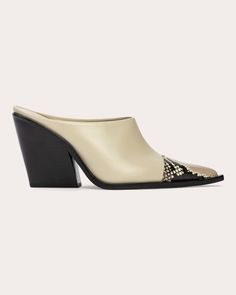 Noa 100 Mule Leather Pointed Toe Platform Mules, Designer Slip-on Mules With Leather Sole, Leather Slip-on Mules With Reinforced Heel, Leather Slip-on Mules With Stitched Sole, Luxury Leather Mules With 4-inch Heel, Snake Leather, Leather Socks, Leather Mules, Nappa Leather