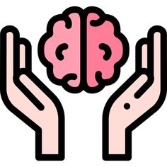 two hands are holding a pink brain