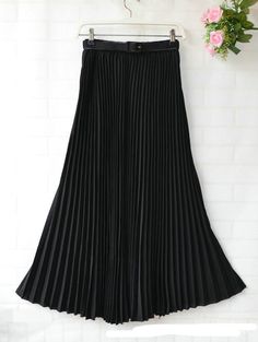 Full Length Black Pleated Skirt, Black Pleated Full-length Skirt, Black Full-length Flowing Pleated Skirt, Black Full Length Flowy Pleated Skirt, Full Length Black Flowy Pleated Skirt, Full Length Flowy Black Pleated Skirt, Black Non-stretch Long Pleated Skirt, Non-stretch Black Long Pleated Skirt, Non-stretch Black Pleated Skirt For Summer