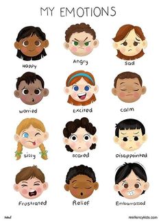 an image of emotions in children's faces with the caption that says, my emotions