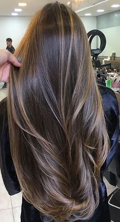 Long Brown Hair With Blonde Highlights, Low Lights For Brown Hair, Hair For Brunettes, Korean Long Hair, Hair Styles For Long Hair, Styles For Long Hair