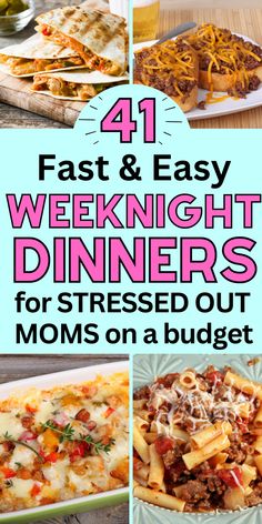 cheap and easy dinner ideas for busy moms Cheap Family Dinners, Easy Fast Dinner Recipes, Cheap Meal Plans, Cheap Family Meals, Meal Planning Menus