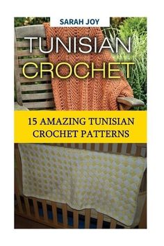 the cover of an afghan crochet book, featuring a chair with a blanket on it