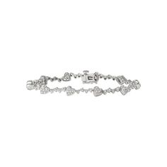 Featuring a heart motif lined with dazzling, round-cut diamonds, this sterling silver bracelet beautifully accents your favorite outfits. Featuring a heart motif lined with dazzling, round-cut diamonds, this sterling silver bracelet beautifully accents your favorite outfits. Length: 7 in. Clasp: safety Metal: sterling silver Plating: rhodium Finish: polished Packaging: boxedDIAMOND DETAILS Total weight: 1 ct. Shape: round Setting: prong Gemstones may have been treated to enhance their appearance Elegant White Gold Heart-shaped Tennis Bracelet, Elegant White Gold Heart Tennis Bracelet, Elegant White Gold Heart Cut Bracelet, White Gold Diamond Heart Bracelet For Wedding, Elegant Heart Cut Diamond Bracelet, White Gold Diamond Heart Bracelet For Anniversary, Elegant Silver Diamond Heart Bracelet, Heart-shaped Diamond Bracelet For Wedding, Classic Diamond Heart Bracelet In White Gold