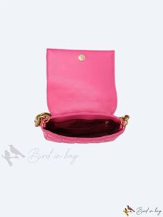 Bird in Bag - Pink Quilted Chain Flap Square Bag - Perfect for Back-to-School Parties, Going Out, Clubbing, and Gather Pink Rectangular Clutch With Chain Strap, Pink Chain Bag For Gift, Pink Pouch Bag With Chain Strap, Pink Bags With Chain Strap For Gifts, Pink Rectangular Bag With Chain Detail, Pink Rectangular Bag With Chain, Pink Bags With Chain Strap As Gift, Pink Pouch Shoulder Bag With Chain Strap, Rectangular Pink Bag With Chain