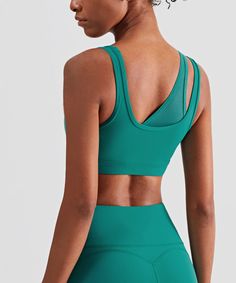 Soft and comfortable QUATA padded (removable) sports bra with a mesh back double strap. Fabric 81/19/nylon/spandex. Pair it with teal lagoon shorts or leggings. Workout Tops For Women, Gym Tops, Gym Wear, Workout Tops, Fitness Goals, Final Sale, Sports Bra, Mesh, Spandex