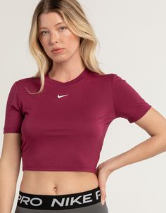 Sporty Cropped T-shirt For Spring Workout, Spring Athleisure Cropped T-shirt For Sports, Spring Gym T-shirt With Crew Neck, Moisture-wicking Stretch Cropped T-shirt With Crew Neck, Medium Support Cotton Tops For Workout, Nike Cropped Short Sleeve T-shirt For Sports, Sports Cropped T-shirt With Moisture-wicking Stretch, Sporty Go-dry Short Sleeve Tops, Moisture-wicking Stretch Cropped T-shirt For Sports