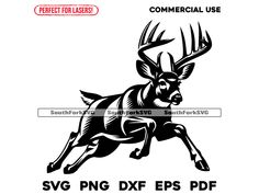 the svg png deer is running with its antlers on it's back