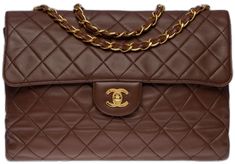 Luxury Brown Quilted Bag, Elegant Brown Flap Bag With Cc Turnlock Closure, Designer Brown Quilted Bag, Luxury Brown Double Flap Bag, Designer Quilted Brown Bag, Classic Brown Flap Bag With Chain Strap, Elegant Brown Quilted Shoulder Bag, Classic Gold Quilted Bag, Classic Quilted Gold Bag