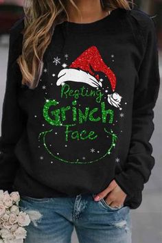 Christmas Grinch, Black Christmas, Christmas Hoodies, Sweatshirts Online, Women Hoodies Sweatshirts, 가을 패션, Ugly Sweater, Pullover Sweatshirts, Christmas Sweatshirts