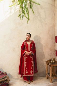 Sindhoor | Aghanoor Bridal Red Salwar Suit, Co Ords Outfits, Pakistani Bridal Wear, Chiffon Dupatta, Embroidery Designs Fashion, Gold Hand, Embroidery Suits, Silk Dupatta, Pakistani Bridal