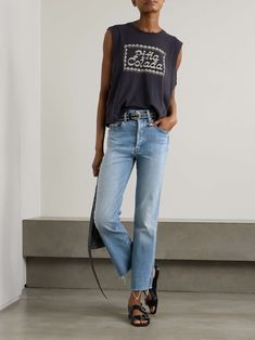 MOTHER The Tripper frayed high-rise straight-leg jeans Designer Hair Accessories, Mother Jeans, Summer Denim, Mother Denim, Way To Go, Denim Design, Jean Outfits, Daily Outfits, Net A Porter