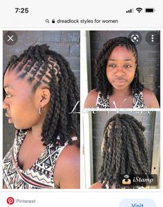 Loc Flat Twists, Medium Long Loc Styles, Retwist Styles For Locs Women, Lox Styles For Women Long, Braid Out Locs Styles, Loc Side Styles, Locs Rope Twist Styles, Short 2 Strand Twist Loc Styles