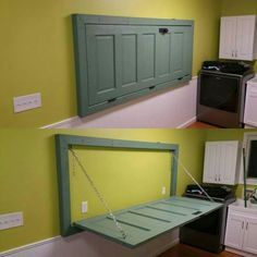 two pictures of the same room with different things in it