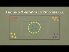 an image of a game with stars around the world dodgeball logo and words on it