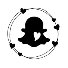 the silhouette of a woman's face with hearts around her head, in a circle