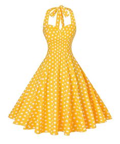 V Fashion, Very Short Dress, 50s Fashion Dresses, Robes Vintage, Rockabilly Dress, 50s Vintage, Dress Yellow, 50s Dresses, Cosplay Dress