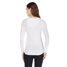 Warm Essentials by Cuddl Duds Women's Smooth Stretch Scoop Neck Top - Ivory M Snug Winter Tops For Everyday Wear, Versatile White Scoop Neck Top, White Scoop Neck Versatile Top, Snug Long Sleeve White Top, White Snug Long Sleeve Tops, Snug Casual Tops For Layering, White Tops For Everyday Winter Wear, White Everyday Tops For Winter, White Scoop Neck Top