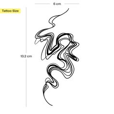 the side view of a tattoo design with black and white swirls on it's back