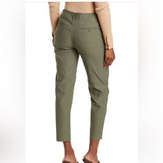 Brand New Dress Pants- Never Worn And Still Have Tags Size 6 Color- Prairie Sage Green Workwear Bottoms With Welt Pockets, Green Chinos For Work, Spring Workwear Khaki Pants, Spring Khaki Dress Trousers, Spring Mid-rise Chinos For Work, Green Bottoms With Pockets For Business Casual, Mid-rise Chinos For Spring Workwear, Khaki Ankle-length Pants With Welt Pockets, Khaki Dress Trousers For Spring