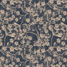 a blue and white floral pattern on fabric