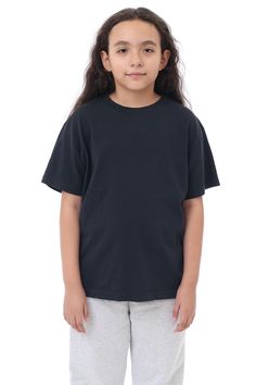 The same adult 1801 you love, but smaller for children. This shirt is made from 100% USA cotton, so it's soft, breathable, and durable. It's built to withstand even the wildest playground adventures. And the garment-dye process makes the color stay true even after repeated washings, so your little one can wear it for years to come. The high-ribbed collar provides a snug, comfortable fit that won't stretch out or lose its shape. And the spacious fit in the sleeves and torso makes it relaxed and versatile enough to wear with anything. Knitted, cut, sewn, and dyed in Los Angeles, California. | Short Sleeve Garment Dye T-Shirt In Off Black, Size 12 Unisex Black Short Sleeve T-shirt, Black Unisex Short Sleeve T-shirt, Basic Unisex Black T-shirt, Unisex Basic Black T-shirt, Basic Black Unisex T-shirt, Black Unisex Short Sleeve Tops, Basic Unisex Black Tops, Basic Black Unisex Tops, Kids Garments