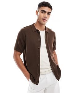 Polo shirt by ASOS DESIGN Adding to bag in 3, 2, 1… Polo collar Button placket Short sleeves Regular fit Classic Brown Polo Shirt With Collared Neckline, Classic Brown Polo Shirt, Brown Button-up Tops With Placket, Casual Brown Cotton Polo Sweater, Brown Spread Collar Top With Button Closure, Brown Camp Collar Top For Work, Classic Button-up Cotton Polo Sweater, Fitted Brown Cotton Polo Shirt, Classic Brown Tops With Johnny Collar