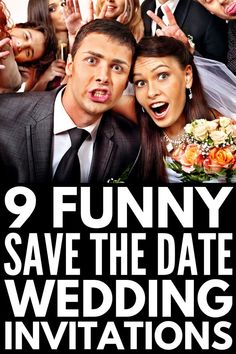 the poster for funny save the date wedding celebrations