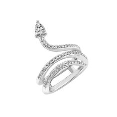 Elegant Snake-shaped Jewelry With Diamond Accents, Fine Jewelry Snake Shape With Diamond Accents, Fine Jewelry With Diamond Accents In Snake Shape, Snake-shaped Diamond Accented Jewelry For Anniversary, Silver Snake-shaped Wedding Ring, Silver Snake Shape Wedding Ring, Snake Shaped Jewelry With Diamond Accents For Anniversary, Silver Snake-shaped Fine Jewelry Ring, Silver Snake Ring Fine Jewelry