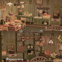 an old fashioned kitchen and dining room are depicted in this digital painting style illustration,