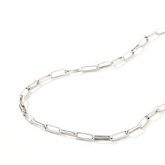 Bring out your uniqueness with this awe-inspiring sterling silver chain necklace. This popular necklace with long oval paper clip links is a very cool necklace, a perfect everyday piece that will add edge to any look for a modern feel. Moreover, this chain necklace is so bright and shiny with smooth edges all around, this piece is also cute and well made, that you will get many compliments and focus the moment you put it on.Weight: 13.476 gMaterial: Plating Color: SilverLength: 440 mm Modern Oval Link Paperclip Bracelet With Silver Chain, Modern White Gold Chain Necklace With Sterling Silver Clasp, Minimalist White Gold Paperclip Chain Necklace, Silver Paperclip Chain Necklace With Delicate Chain, Modern Chain Link Necklace With Sterling Silver Clasp, Silver Oval Paperclip Chain Necklace, Formal Sterling Silver Paperclip Chain Necklace, Modern Silver Paperclip Chain Necklace, Modern Sterling Silver Paperclip Chain Necklace