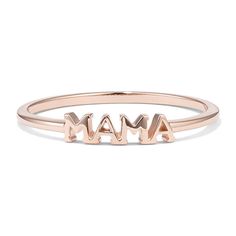 Celebrate motherhood with this meaningful 14-karat rose gold ring. It makes a beautiful daily accessory or a great gift for a new mom. Mama Ring, New Mom, New Moms, Rose Gold Ring, Gold Ring, Fashion Rings, Piercings, Gold Rings, Rose Gold