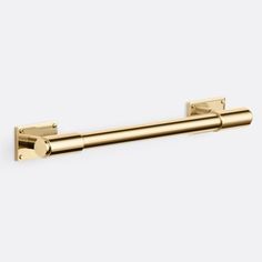 an image of a brass finish bathroom towel bar