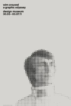 a poster with an image of a man's head in half - circle dots