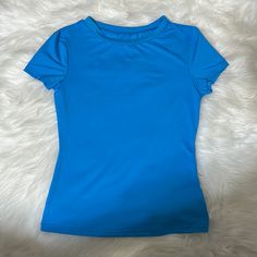 Never Worn, Brand New Casual Blue Breathable T-shirt, Blue Cotton Workout T-shirt, Blue Breathable Short Sleeve T-shirt, Blue Soft-washed Short Sleeve T-shirt, Cheap Turquoise Short Sleeve T-shirt, New T, Blue Color, Brand New, Womens Tops