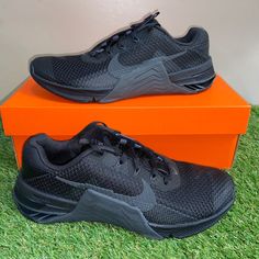 Nike Metcon 7 Running Training Gym Shoes Men's Size Black Cz8281-001 New Brand New In Box Black Air Max Cushioned Sneakers For Gym, Black Air Max Gym Sneakers, Black Air Max Cushioned Sneakers For Workout, Black Mesh Trail Running Shoes For Training, Black Air Max Sneakers For Gym, Nike Metcon Mens, Black Sweat-resistant Running Shoes For Gym, Nike Black Workout Sneakers, Gym Shoes Mens