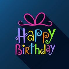 a birthday card with the words happy birthday written in multicolored letters on a blue background