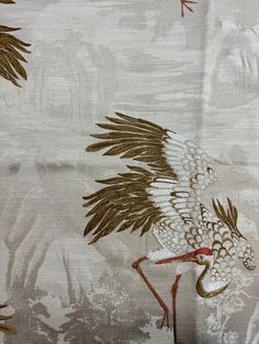 birds, jacquard, embroidered, multi0colored, gold, drapery fabric by the yard Chevron Furniture, Embroidered Bird, Drapery Panels, Chevron Print, Abstract Animals, Interior Furniture, Interior Design Projects, Floral Fabric, Design Project