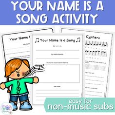 a song activity with the words your name is a song activity