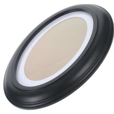 an oval black and white object on a white background