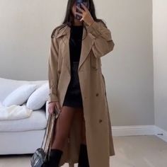 Women Trench Neutral Belted Long Midi Jacket Fits True To Size Model Wears M 5”5” S 4-6 M 8-10 L 12/4 Belted Lightweight Long Coat Style Women, Light Beige Trench Coat, Mini Dress Trench Coat, Jackets And Coats For Women, Fall Trench Coat Outfits Classy, Taupe Trench Coat, Autumn Trench Coat Outfit, Nude Trench Coat Outfit, Trench Coat And Skirt Outfit