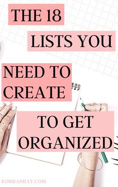 Lists are a great tool for getting your life in order and organized. Try starting with these 18 list ideas to get organized! Get Your Life Organized, Planer Organisation, How To Be More Organized, Organizing Time Management, Life Hacks Organization, Organization Lists, Life Binder, Organizing Time, Organized Life