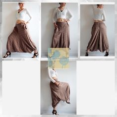 Pants 1417 black /dark green/ kaki /capris pant /funky pants /hippie pants /harem pants /Linen/cotton And all colour #chic #stripe #skirt #long #mustard #retro #urban #harem #jinny #funky Summer Brown Harem Pants With Loosely Fitted Hips, Loosely Fitted Brown Harem Pants For Summer, Brown Harem Pants For Summer, Bohemian Non-stretch Cotton Harem Pants, Non-stretch Cotton Harem Pants For Festivals, Cotton Non-stretch Harem Pants For Festivals, Bohemian Brown Ankle-length Harem Pants, Brown Bohemian Ankle-length Harem Pants, Non-stretch Cotton Harem Pants