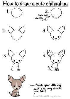 how to draw cute chihuahuas step by step instructions for kids and beginners with pictures